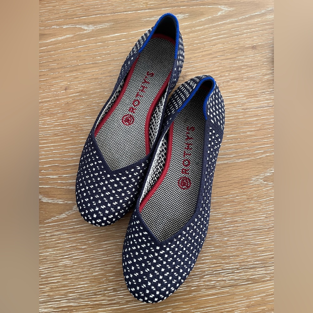 Rothy’s Flats Blue & White Polka Dot 8.5
